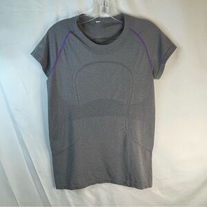 Grey and purple LULULEMON t shirt athletic shirt